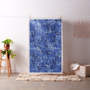 Navy Blue Digital Camo Camouflage Customisable Fabric