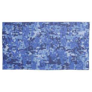 Navy Blue Digital Camo Camouflage Pillowcase