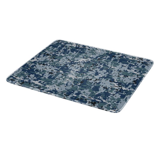 Navy Blue Digital Camouflage Decor Cutting Board (Corner)