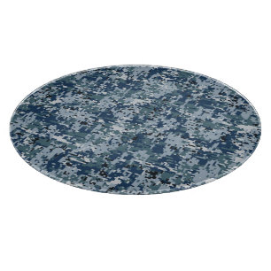 Navy Blue Digital Camouflage Decor Cutting Board