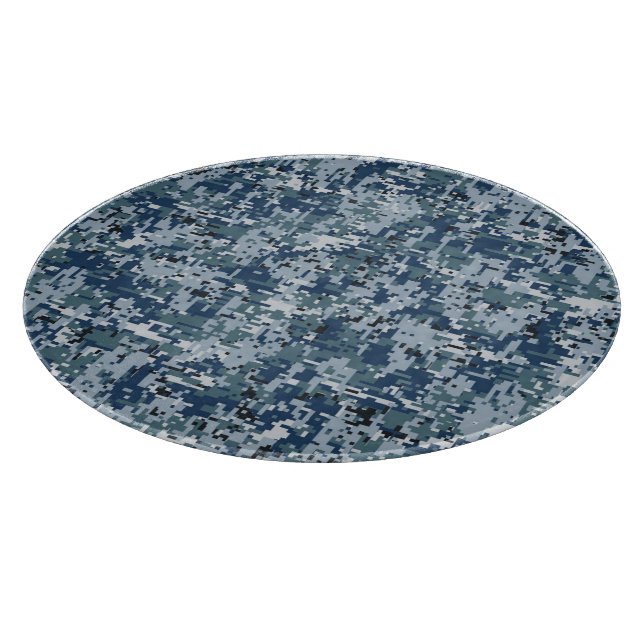 Navy Blue Digital Camouflage Decor Cutting Board (Corner)