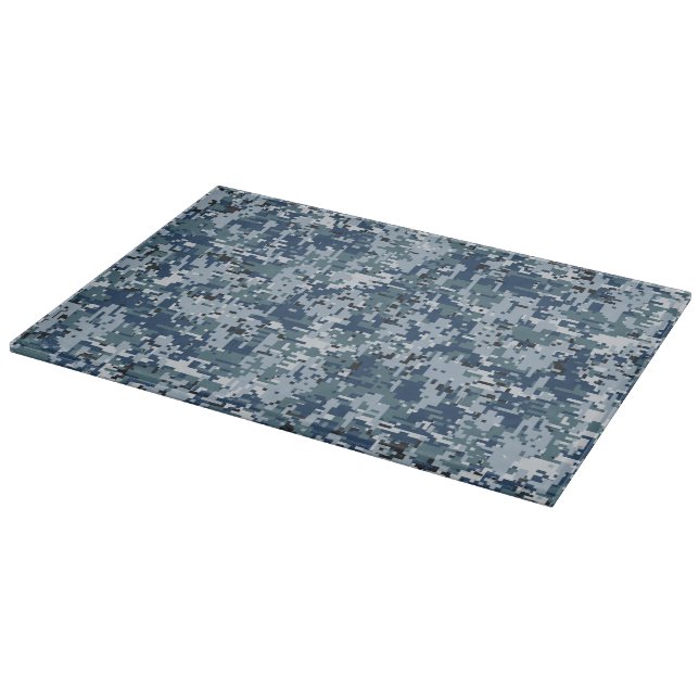 Navy Blue Digital Camouflage Decor Cutting Board (Corner)