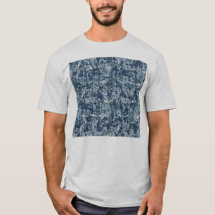 Navy Blue Digital Camouflage Decor T-Shirt