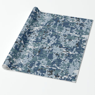 Navy Blue Digital Camouflage Decor Wrapping Paper