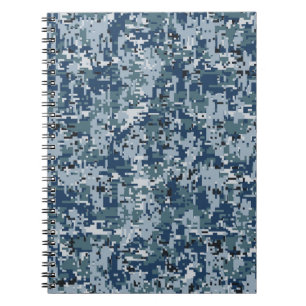 Navy Blue Digital Pixels Camouflage Decor Notebook