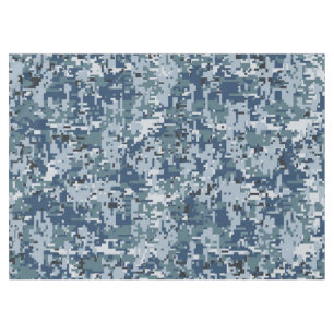 Navy Blue Digital Pixels Camouflage Decor Tablecloth
