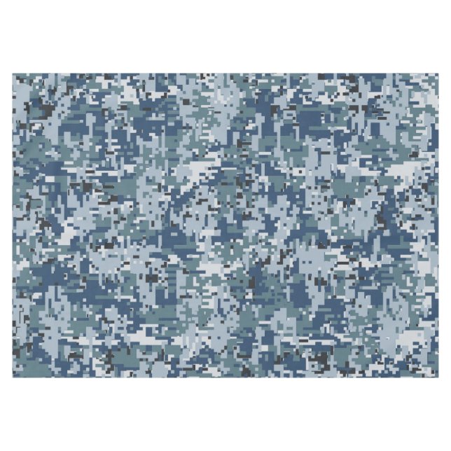 Navy Blue Digital Pixels Camouflage Decor Tablecloth (Front (Horizontal))