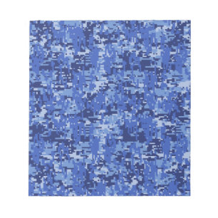 Navy Blue Digital Pixels Camouflage Texture Decor Notepad
