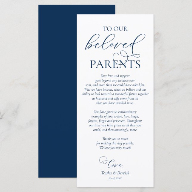 Navy Blue, Dinner Place Setting Thank You Card (Front/Back)