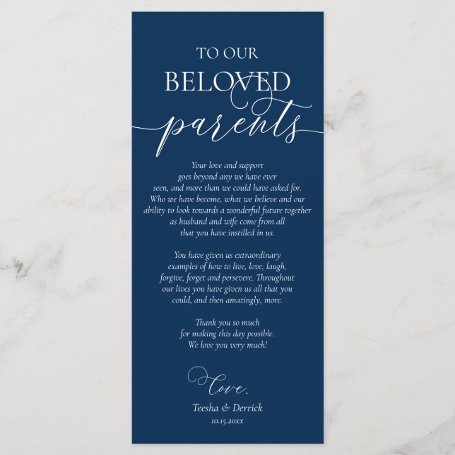 Navy Blue, Dinner Place Setting Thank You Card (Front)