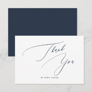 Navy Blue DIY colours Luxe Script Thank You Card