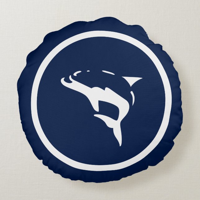  Navy blue DOLPHIN nautical Round Cushion (Back)