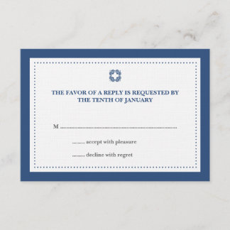 Navy blue dotted border wedding rsvp response