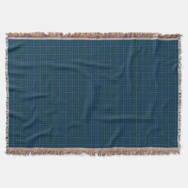 Navy Blue Douglas Family Modern Tartan Throw Blanket (Front)