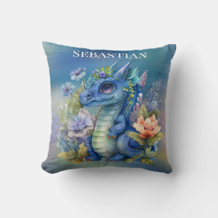 Navy Blue Dragon Boy Baby Shower Gift Cushion