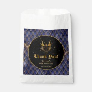 Navy Blue Dragon Scales Gold Birthday Thank You Favour Bags