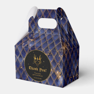 Navy Blue Dragon Scales Gold Birthday Thank You Favour Box