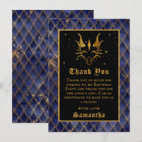 Navy Blue Dragon Scales Gold Faux Glitter Birthday