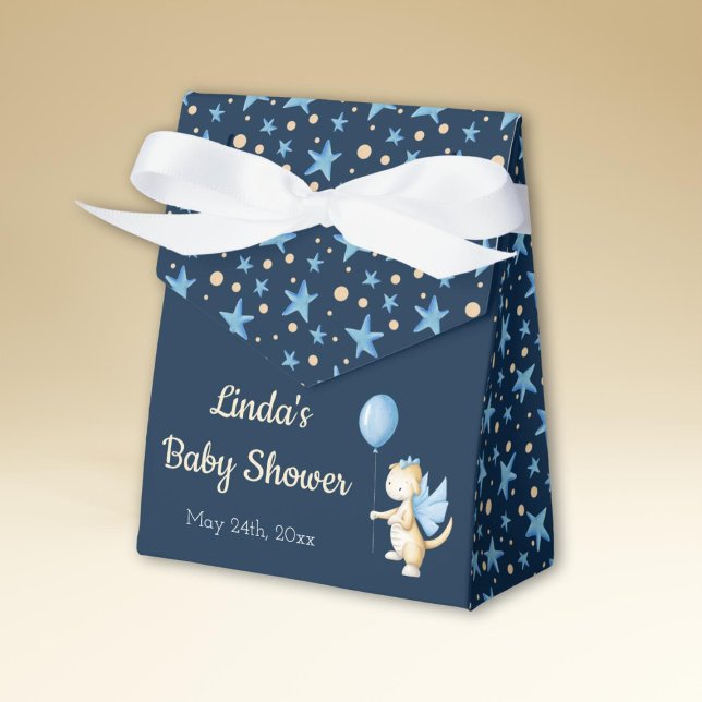 Navy Blue Dragon with balloon themed Baby Shower Favour Box (Creator Uploaded)