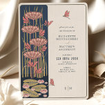 Navy Blue Dragonfly Belle Epoque Nouveau Wedding Invitation<br><div class="desc">Embrace the spirit of romance and artistic expression with our 'Belle Epoque Art Nouveau Dragonfly Wedding Invitation'. Drawing inspiration from the Belle Epoque era, this card captures the exquisite and dynamic artistry of the Art Nouveau movement. A serene pond, framed by a melange of blooming flowers, becomes a dance floor...</div>