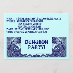 NAVY BLUE DRAGONS IN DUNGEONS ~ PARTY INVITATION! INVITATION