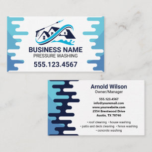 Navy Blue Drip Power Wash House Cleaning Business Card