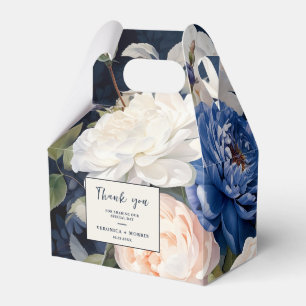 Navy Blue & Dusty Blush Pink Floral Wedding Favour Box