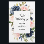 Navy Blue Dusty Blush Pink Floral Wedding Program<br><div class="desc">Dark navy blue blush pink floral wedding program featuring elegant bouquet of navy blue,  royal blue ,  white ,  blush rose and sage green eucalyptus leaves. Please contact me for any help in customisation or if you need any other product with this design.</div>
