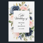 Navy Blue Dusty Blush Pink Floral Wedding Program<br><div class="desc">Dark navy blue blush pink floral wedding program featuring elegant bouquet of navy blue,  royal blue ,  white ,  blush rose and sage green eucalyptus leaves. Please contact me for any help in customisation or if you need any other product with this design.</div>