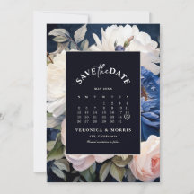 Navy Blue & Dusty Blush Pink Floral Wedding