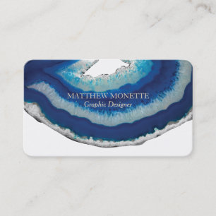 Navy Blue Elegant Agate Business Card
