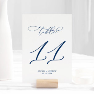 Navy Blue Elegant Calligraphy Table 11 Wedding Number