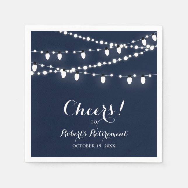 Navy Blue | Elegant Classic Retirement Party Napkin (Front)