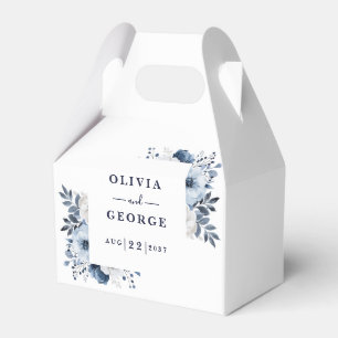 Navy Blue Elegant Country Floral Wedding Favour Box