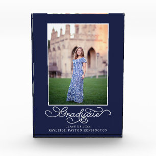 Navy Blue Elegant Graduation Photo Keepsake