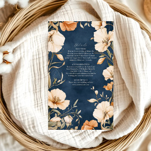 Navy Blue  Elegant Ivory Floral Wedding Enclosure Card