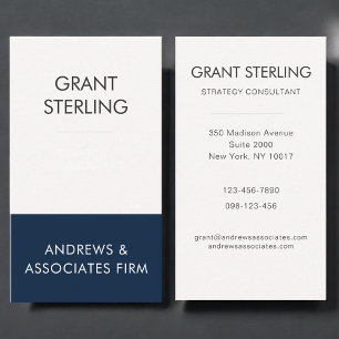 Navy Blue Elegant Modern Corporate Business Card