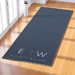 Navy Blue Elegant Modern Minimalist Monogram Name Yoga Mat<br><div class="desc">Step into your practice with poise using this Navy Blue Elegant Modern Minimalist Monogram Name Yoga Mat. Designed with clean lines and a deep navy hue, this personalised mat features your monogram and name in a sleek, sophisticated layout. Ideal for yoga, pilates, or meditation, it brings both style and intention...</div>