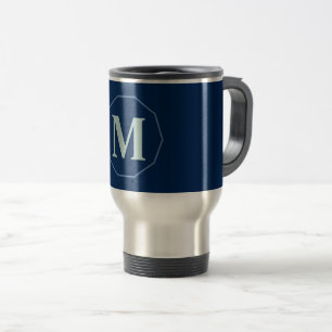 Navy Blue elegant monogram personalized Travel Mug
