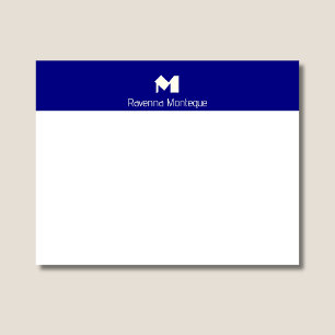 Navy Blue Elegant Personalised Name Monogram  Card