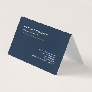 Navy Blue Elegant Plain Professional Modern Business Card