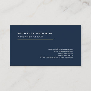 Navy Blue Elegant Plain Professional Modern Business Card