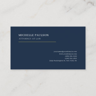 Navy Blue Elegant Plain Professional Modern Business Card