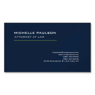 Navy Blue Elegant Plain Professional Modern Magnetic Business Card