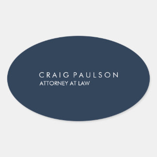 Navy Blue Elegant Plain Professional Oval Sticker