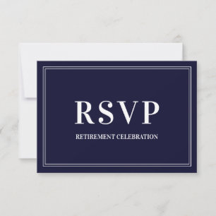 Navy Blue Elegant Retirement Party RSVP Card