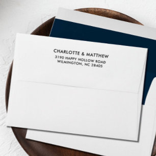 NAVY BLUE Elegant return address family name Envelope