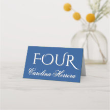 Navy Blue Elegant Script Guest Name Number