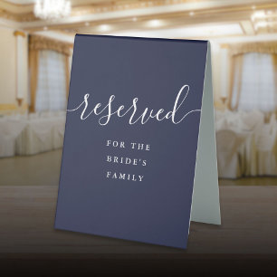 Navy Blue Elegant Script Wedding Reserved