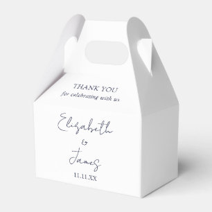 Navy Blue Elegant Script Wedding Thank You Favour Box